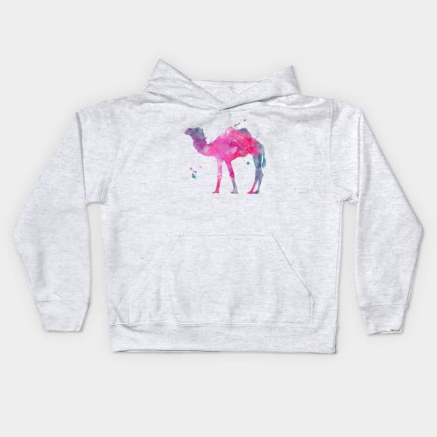 Pink Camel Watercolor Painting Kids Hoodie by Miao Miao Design